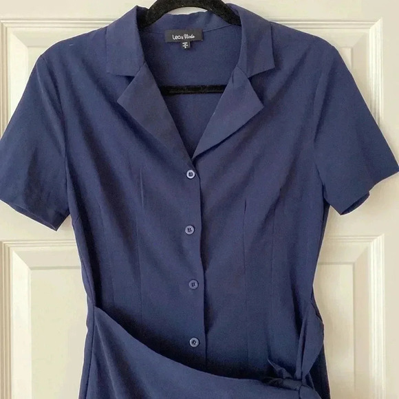 Lea & Viola Self-Tie Button-Front Mini Dress - Picture 6 of 7